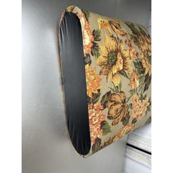 Vintage 1970s Floral Yellow Tapestry Material Tote Bag Purse Top Handle - Picture 4 of 6